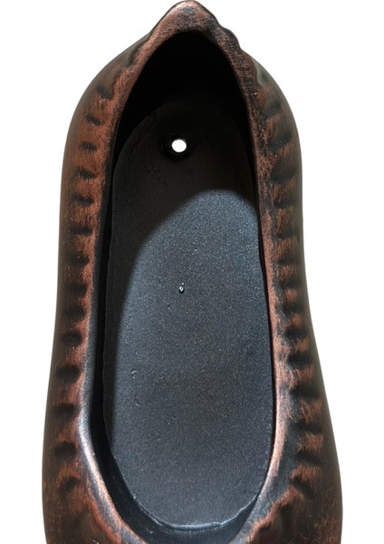 Bakır Renk Dekoratif Nazar Boncuklu Çarık Biblo – 20 x 7 cm