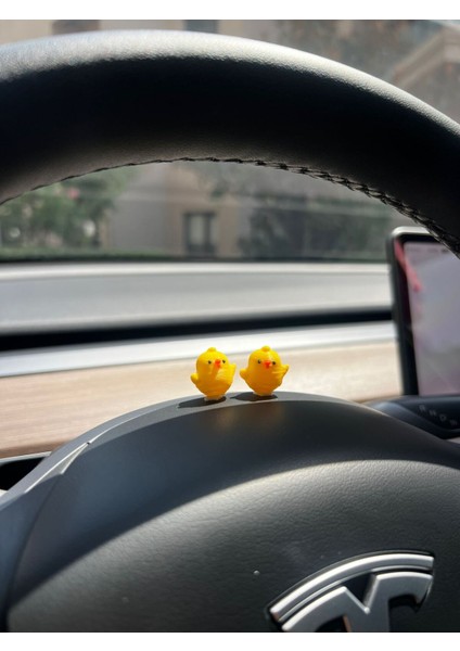 4'lü Mini Civciv - Dekoratif Torpido Aksesuarı - Dikiz Aynası Süsü