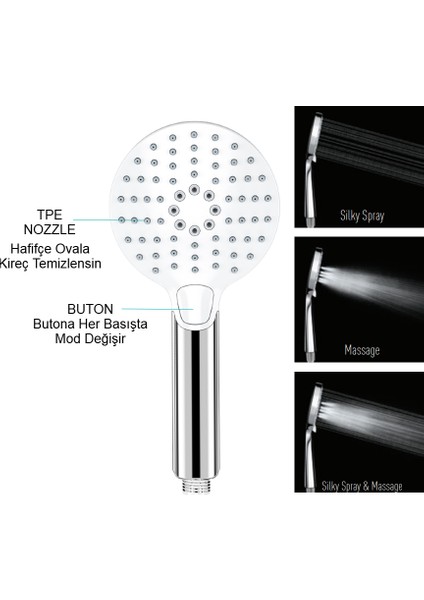 | Valtemo Neoflex Pvc Hortumlu, Fonksiyonlu, Kireç Önleyicili Yağmurlama Duş Seti modelleri