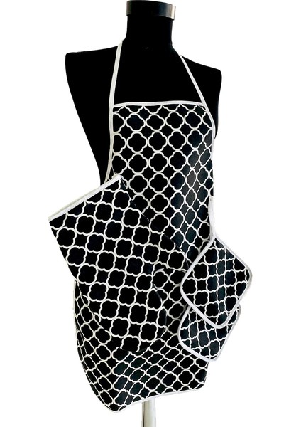 4’lü Mutfak Çeyiz Seti ; Mutfak Önlüğü, Fırın Eldiveni ve Tutacak Takımı fırsatları