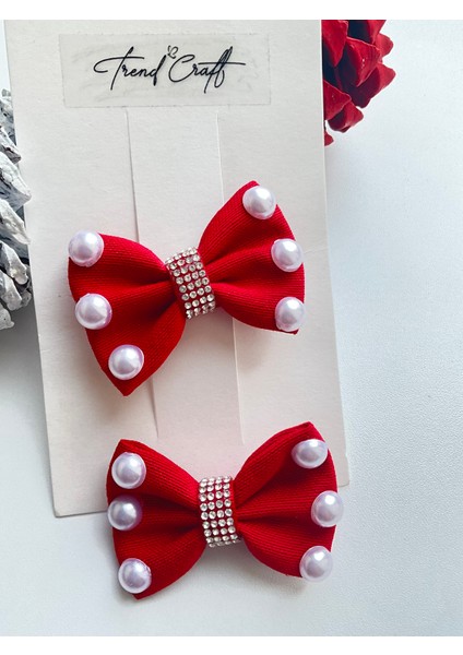 Kırmızı Fiyonk Incili Özel Tasarım 2’li Klips Toka fırsatları