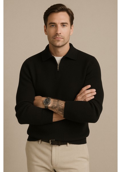 Polo Yaka Triko Kazak Kalın Regular Erkek fiyatları