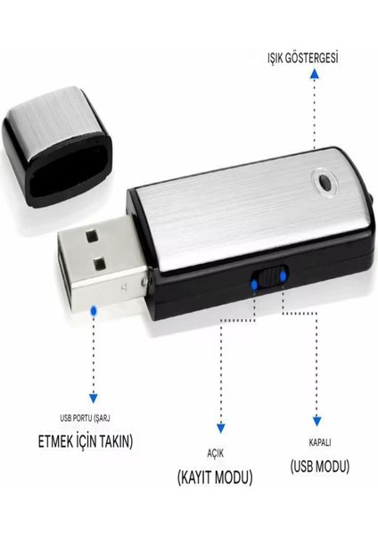 Ses Kayıt Cihazı USB Şeklinde Fark Edilmez Tasarım 16GB Sese Duyarlı Kayıt fırsatları