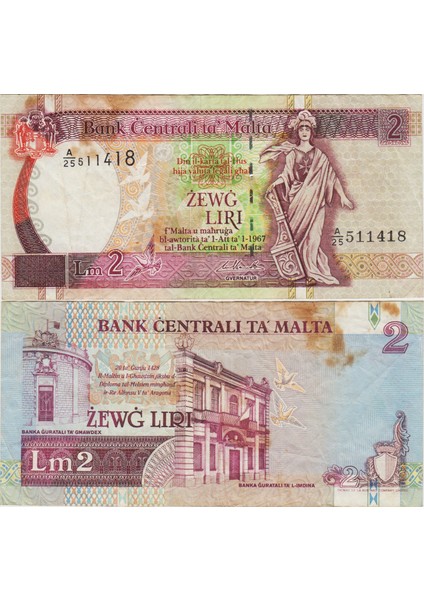 Malta 2 Liri 1997-99 Çok Temiz.