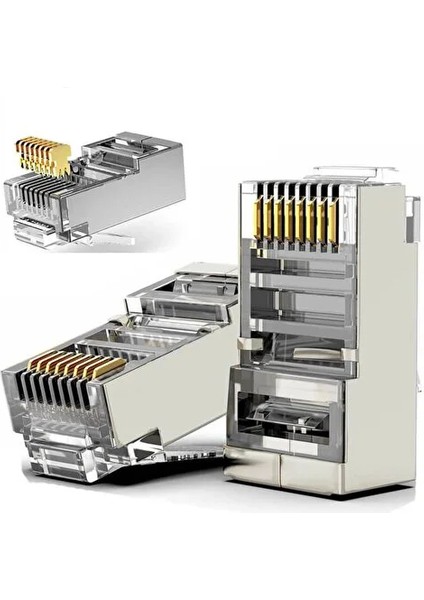 20 Adet Yeni Nesil Metal 3 Micron Gold Plated Cat5/cat6 RJ45 Konnektörü 8P8C Ethernet Kablo Ucu Jack fırsatları