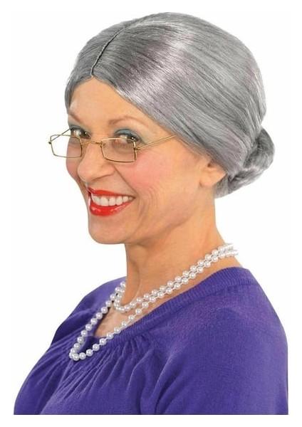 Gri Yaşlı Peruğu Çocuk Yetişkin Uyumlu modelleri