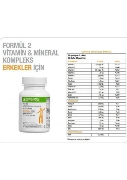 Herbalıfe Formül2 Vitamin ve Mineral Kompleks Erkekler Için 60 Tablet modelleri