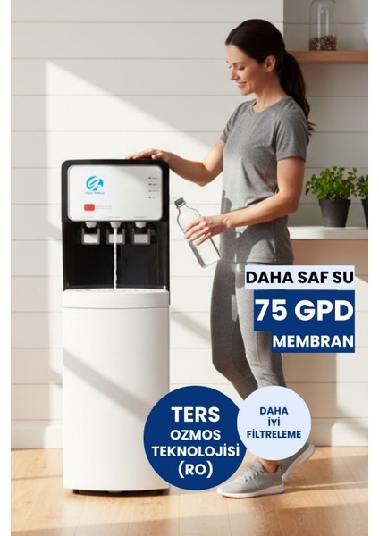 Arıtmalı Su Sebili 80 Gpd Ro - Sıcak, Ilık ve Soğuk Su - 3 Musluklu (Üreticiden)