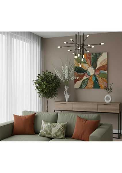 "doğadan Ilham Alan Soyut Kanvas Tablo | Bohem Stil Duvar Sanatı | Kaliteli Yeşil ve Turuncu Tablo fiyatları