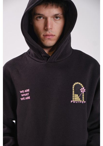 Stairway Siyah Relaxed Fit Hoodie