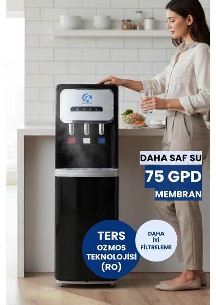 Arıtmalı Su Sebili 80 Gpd Ro - Sıcak, Ilık ve Soğuk Su - 3 Musluklu (Üreticiden)