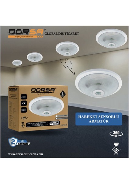 360 Derece SENSÖRLÜ TAVAN ARMATÜRÜ PLASTİK MODELİ