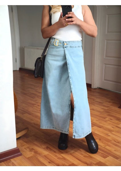 Kemerli Sarma Jean Kot Uzun Etek modelleri