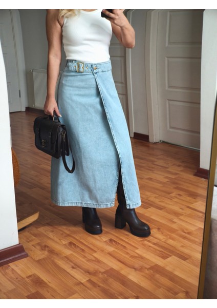 Kemerli Sarma Jean Kot Uzun Etek fırsatları