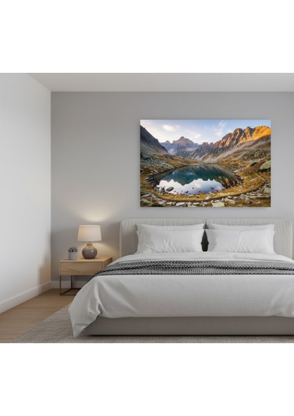 Huzur Veren Dağ Gölü Manzaralı Kanvas Baskı Modern ve Huzurlu Salon Tablosu |göl Manzarası Tablo modelleri
