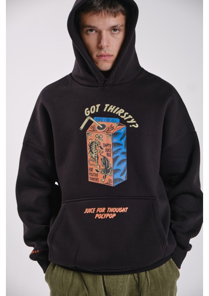 Juice Box Siyah Relaxed Fit Siyah Hoodie