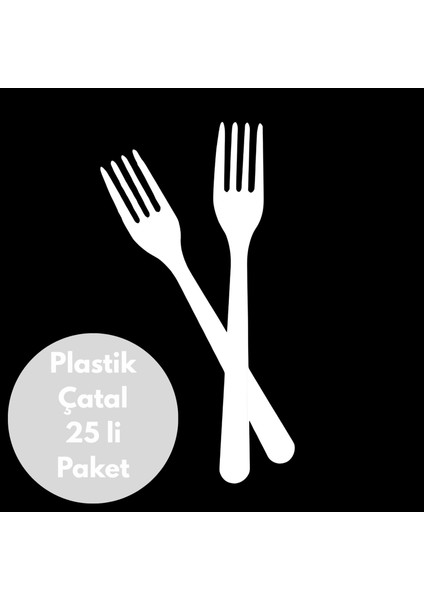 Beyaz Renkli Plastik Çatal 25 Li Paket