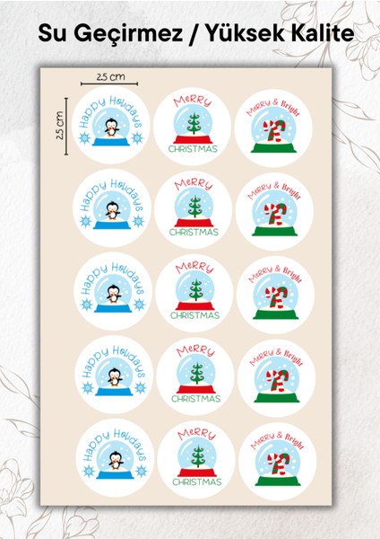 Yılbaşı Sticker 15 Adet Yüksek Kalite Su Geçirmez YRM097