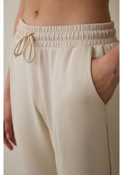 Bej Modal Şardonlu Jogger Eşofman Altı