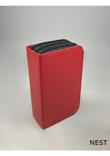 Sunii Deri Kırmızı 3 Fermuarlı Kalemlik, Cüzdan, Kadın Cüzdanı fırsatları