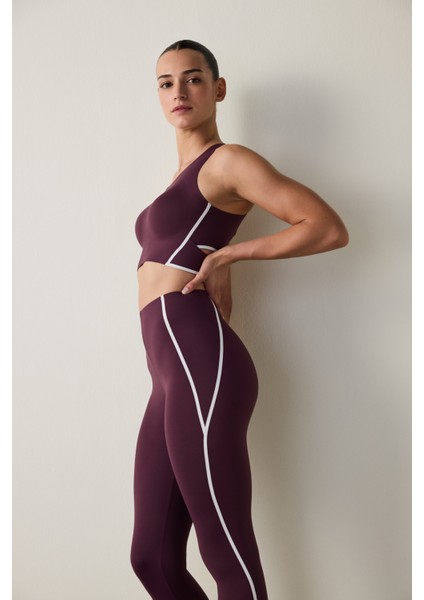 Bordo Orta Destekli Contrast Bonding Spor Sütyeni
