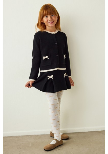 Marshmallow Kız Çocuk Fiyonk Detaylı Pamuklu 100 Denye Külotlu Çorap