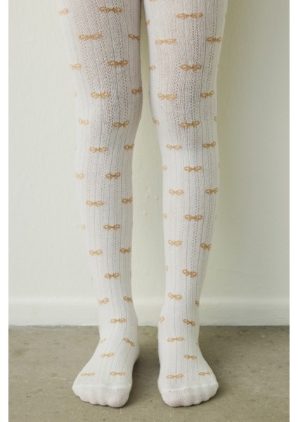 Marshmallow Kız Çocuk Fiyonk Detaylı Pamuklu 100 Denye Külotlu Çorap