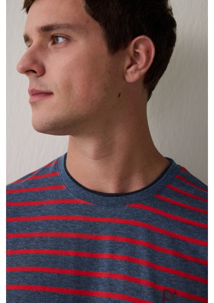 Kırmızı Erkek Çizgili Jogger Pijama Takımı