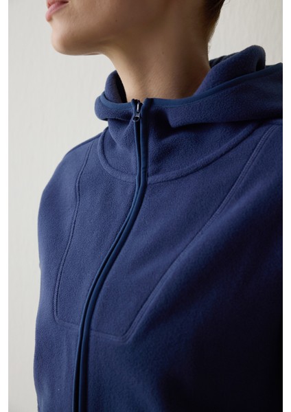 İndigo Termal Etkili Oversize (Bol Kesim) Polar Ceket