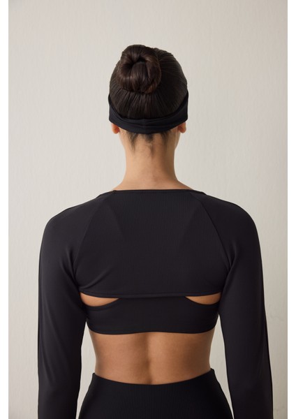 Siyah Fitilli Uzun Kollu Bolero