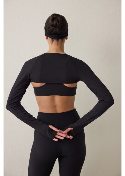 Siyah Fitilli Uzun Kollu Bolero