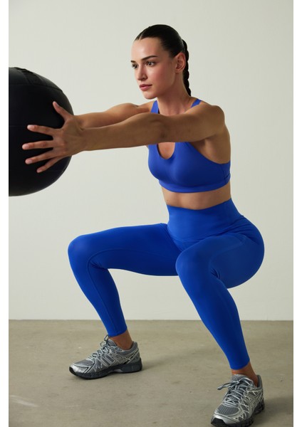 #İzbırakmaz Saks Mavisi Orta Destek Zero Feel Spor Sütyeni