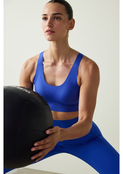 #İzbırakmaz Saks Mavisi Orta Destek Zero Feel Spor Sütyeni