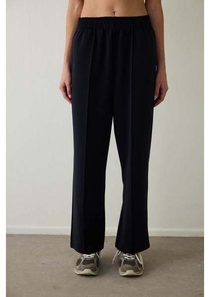 Siyah Yüksek Bel Modal Düz Paça Pantolon