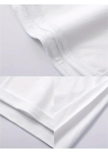 20/1 Penye Compack Bisiklet Yaka Kore Tarzı Sevimli Ayı Baskı Kısa Kol Erkek T-Shirt - Beyaz -Vlmr modelleri