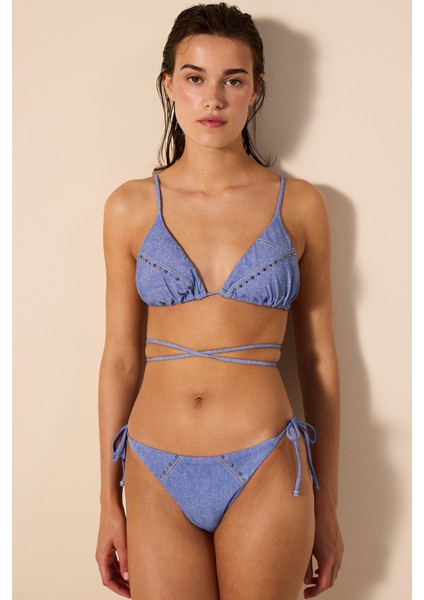 Jade Üçgen Zımbalı ve Taşlı Çok Renkli Bikini Üstü - Gamze Erçel Koleksiyonu