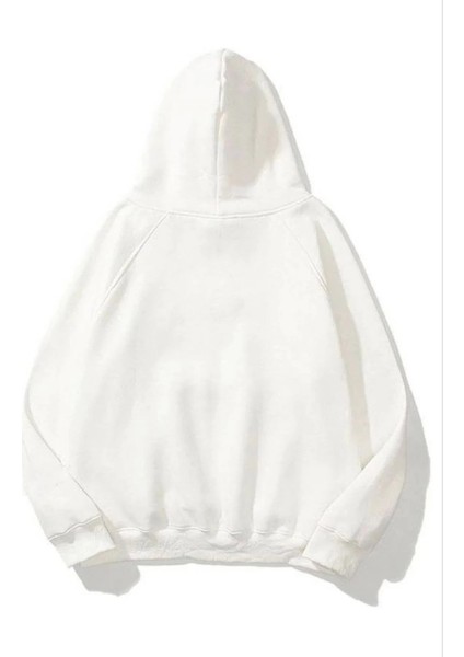 3 Iplik Pamuklu Unisex Kapşonlu Sweetshirt - Beyaz -Vlmr fiyatları