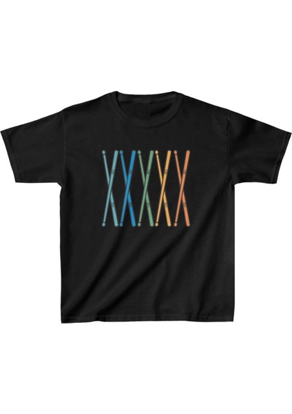 Unisex Çocuk Baskılı T-Shirt - Siyah -Vlmr