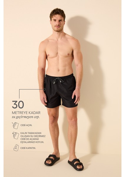 Siyah Aqua Erkek Şort Mayo