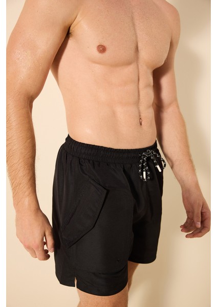 Siyah Aqua Erkek Şort Mayo