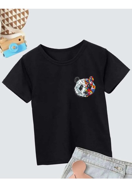 Unisex Çocuk Baskılı T-Shirt - Siyah -Vlmr