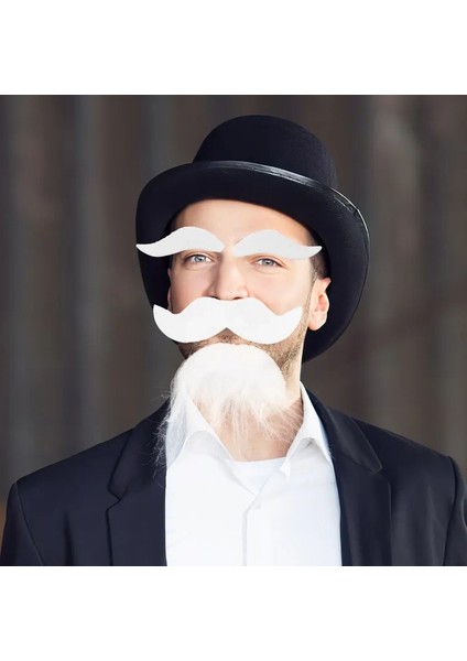 Beyaz Renk Kendinden Yapışkanlı Takma Sakal Bıyık ve Kaş Seti fiyatları