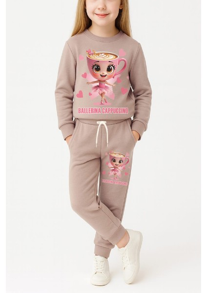 Kız Çocuk 3 Iplik Şardonlu Görsel Baskılı Alt-Üst Takım-3 -10 Yaş 12410