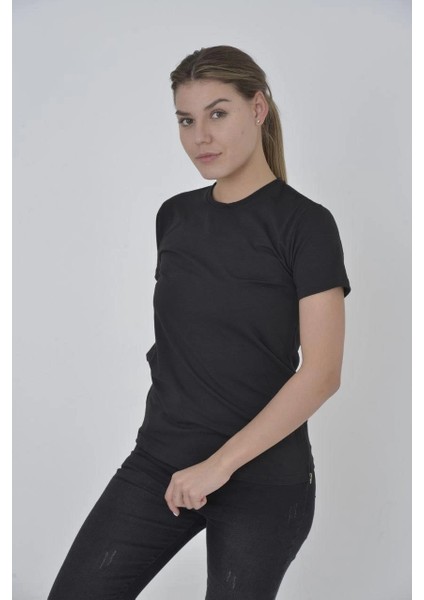 Kadın Yandan Fermuarli Slim Fit T-Shirt - Siyah -Vlmr fiyatları