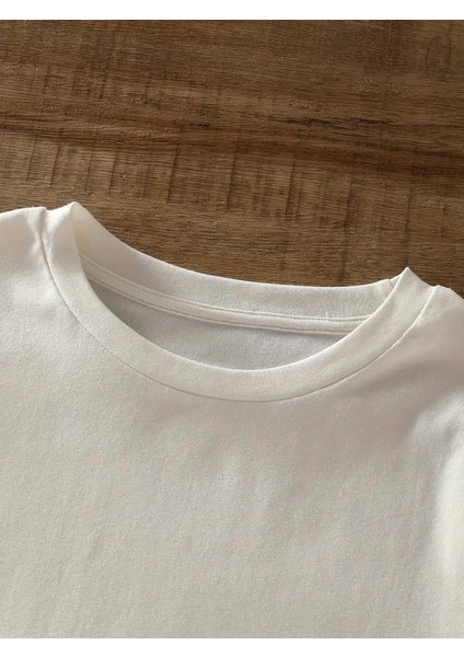 20/1 Penye Compack Baskılı Oversize Bisiklet Yaka Kısa Kol Yazlık T-Shirt - Beyaz -Vlmr fırsatları