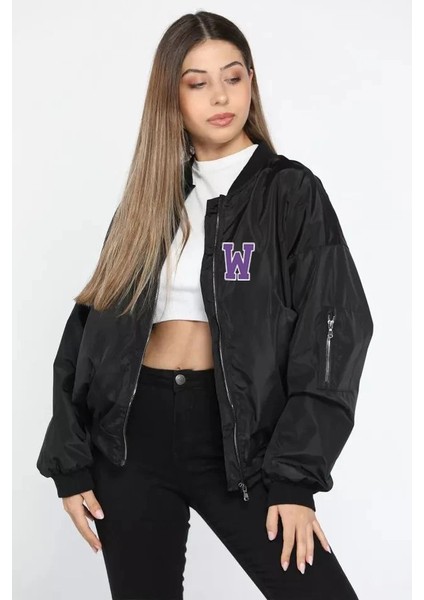 Kadın Wild One Baskılı Bomber Mont- Siyah -Vlmr fiyatları