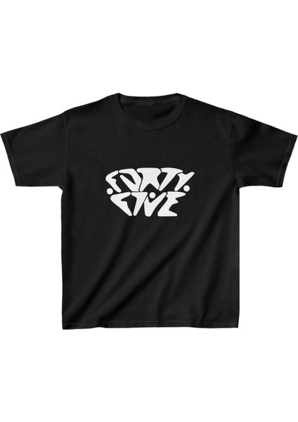 Unisex Çocuk Baskılı T-Shirt - Siyah -Vlmr