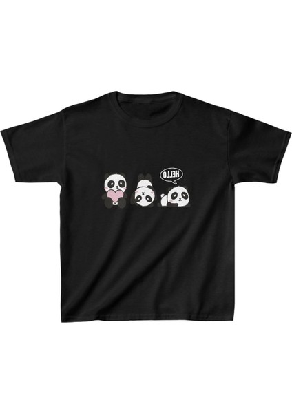 Unisex Çocuk Baskılı T-Shirt - Siyah -Vlmr