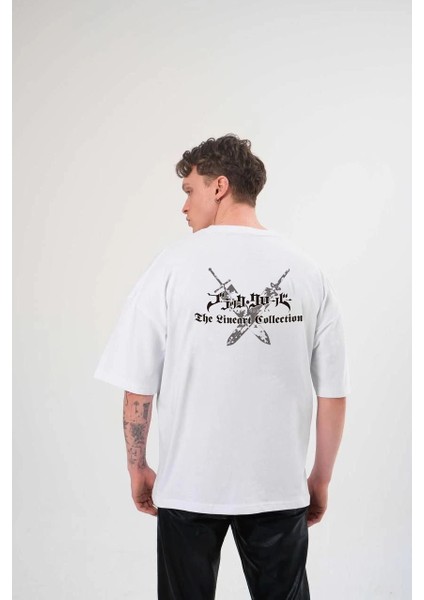 Unisex Bisiklet Yaka Baskılı Oversize T-Shirt - Beyaz -Vlmr fiyatları