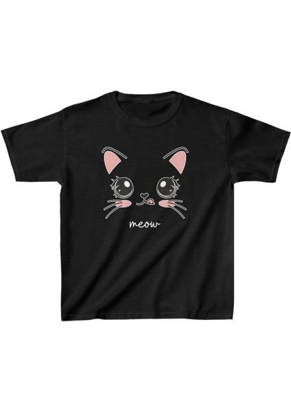 Unisex Çocuk Baskılı T-Shirt - Siyah -Vlmr